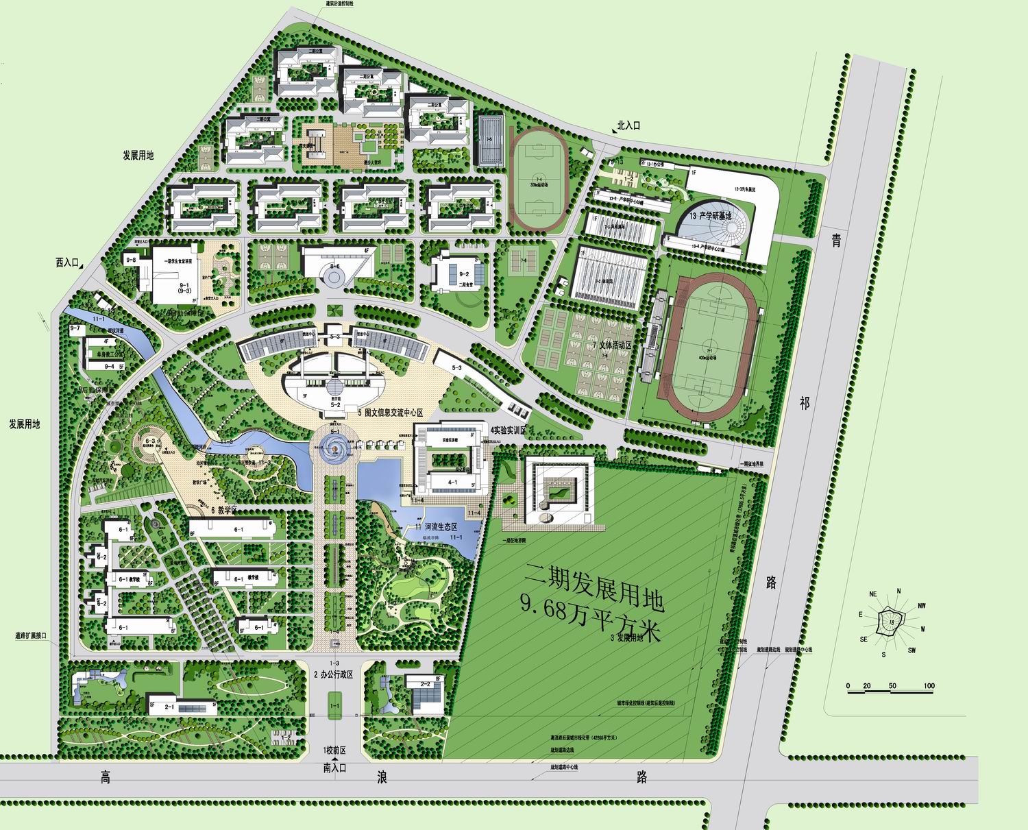 无锡职业技术学院太湖校区规划总平面（2003版）
